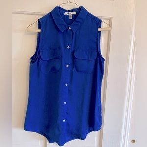 DKNY sleeveless satin top, royal blue, size XS